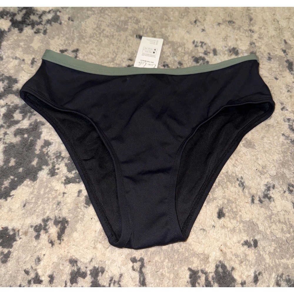 Cupshe Black Green Bikini Bottom Swim Womens Sz XS X-Small New